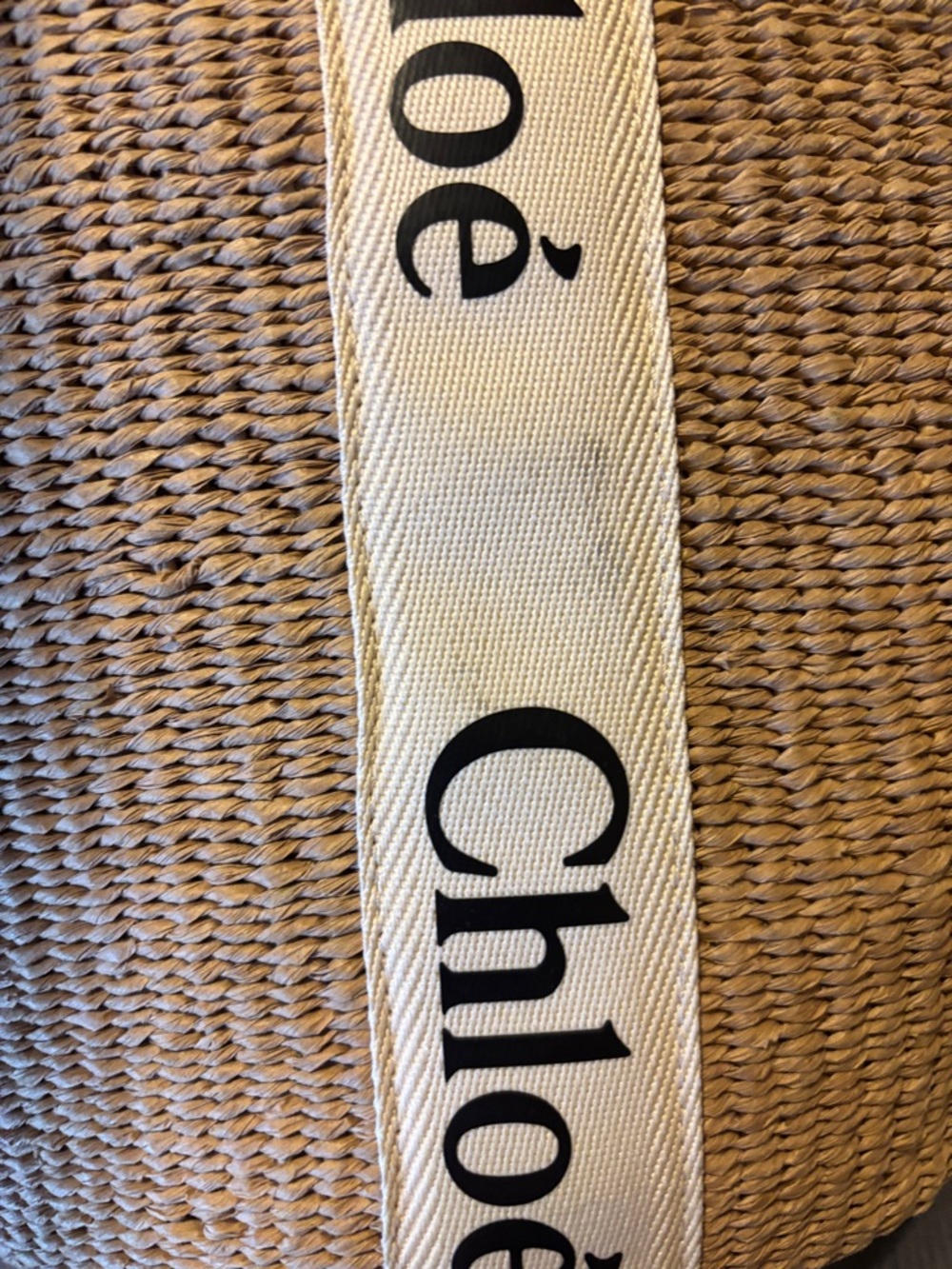 Chloé Straw Tote with Branded Canvas Straps - Natural Brown & Cream - Picture 7 of 8